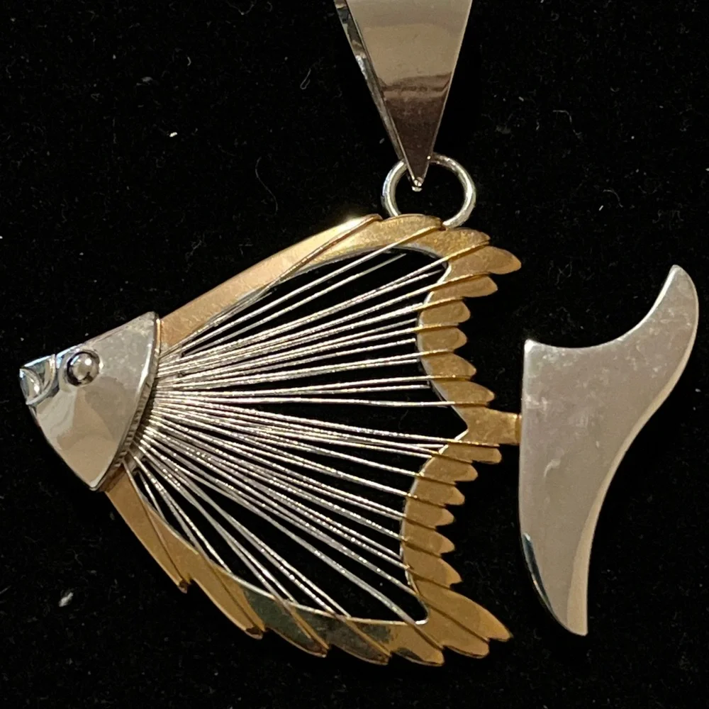 Elegant BEST Silver and Gold Fish Pendant